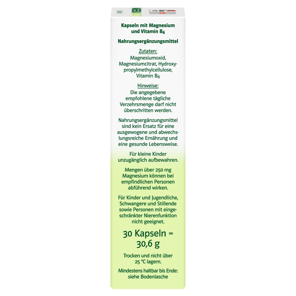 Abbildung der Produktverpackung Doppelherz system MAGNESIUM 400 PUR Seitenansicht rechts